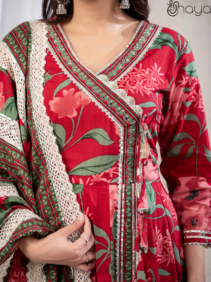 Elegant Red Anarkali Dress for Women – Shreenaya