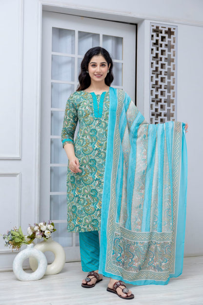 sea green cotton kurta set daily wear outfit