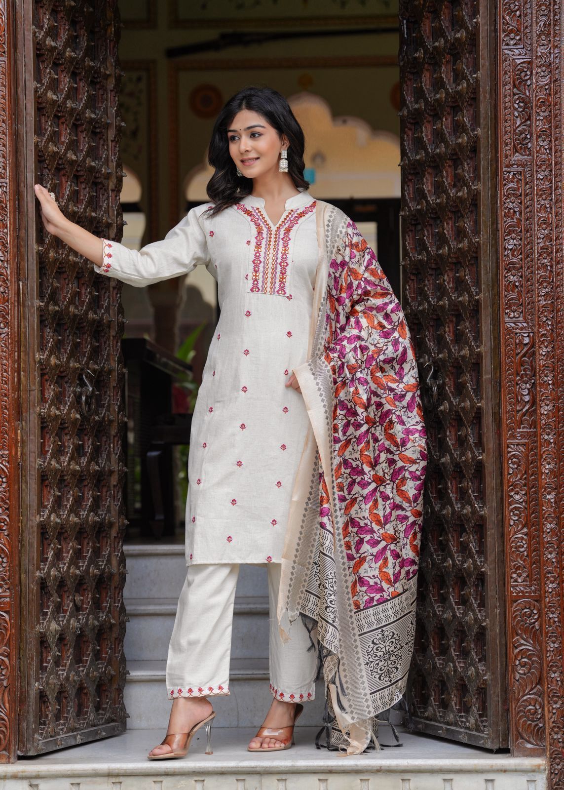 khadi silk chanderi dupatta with kurti set
