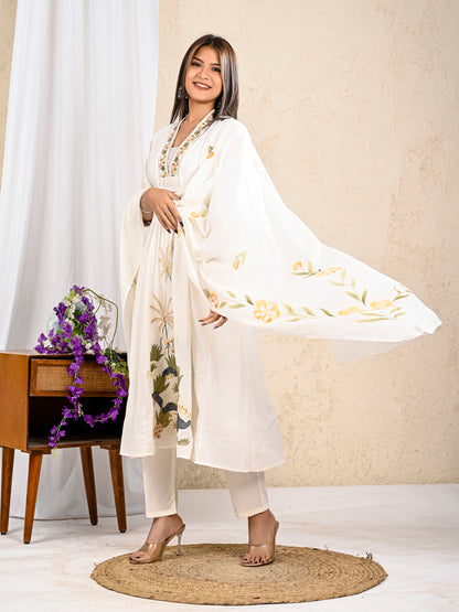 Stylish white A-line kurta set festive wear