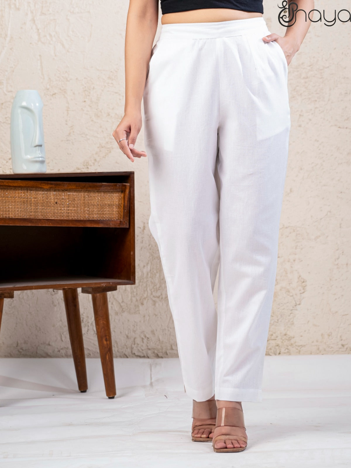 White linen trousers women summer wear