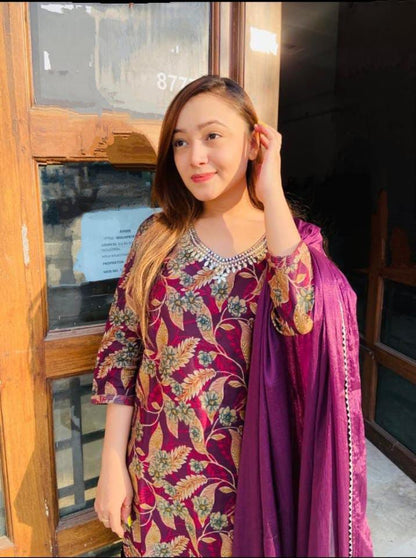 women wine ethnic kurta set elegant style